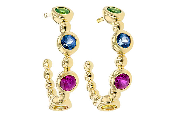 A285-00821: EARR .68 TW MULTI-COLOR SAPPH & GREEN GARNET