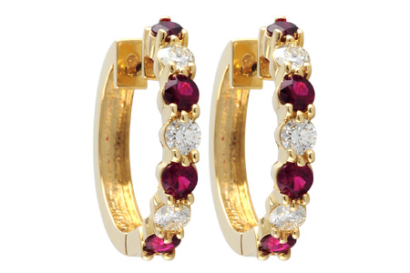 B010-49021: EARRINGS 1.30 RUBY 2.08 TGW