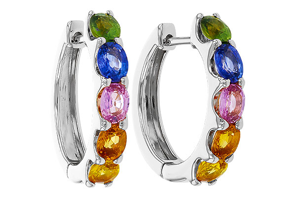 B284-12658: EARRINGS 2.20 TW MULTI-COLOR SAPPHIRE