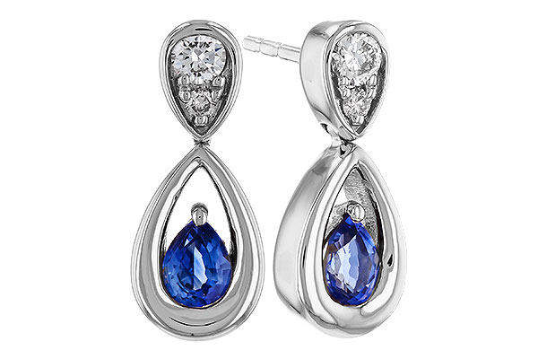 B284-12676: EARRINGS .42 SAPPHIRE .54 TGW (4x3 SAPP)