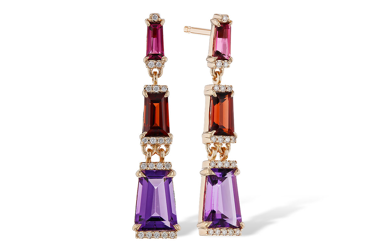 B284-13612: EARRINGS 1.98 SEMI-PREC (PT,GT,AMY) 2.05 TGW