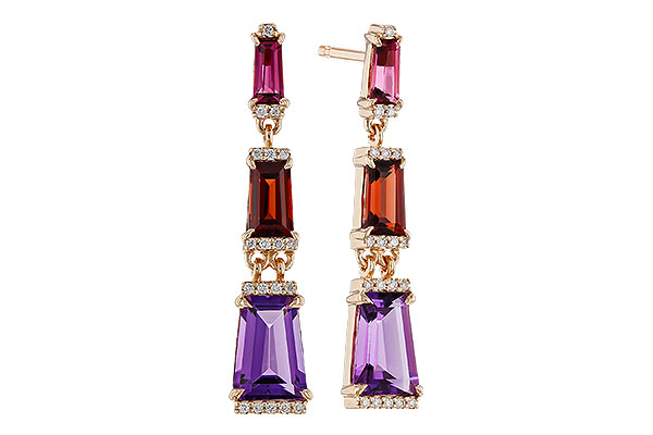 B284-13612: EARRINGS 1.98 SEMI-PREC (PT,GT,AMY) 2.05 TGW