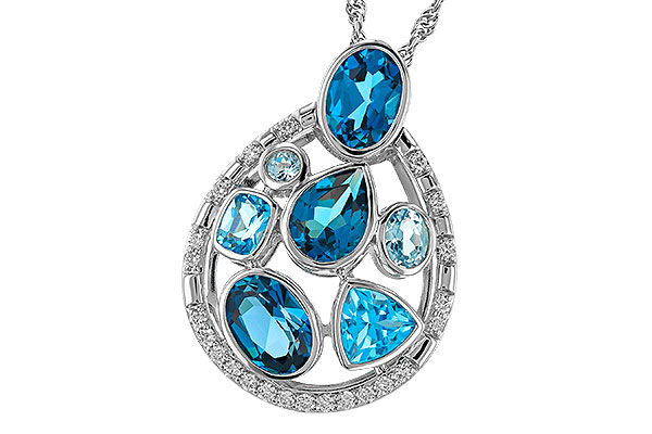 B284-15403: NECKLACE 3.23 TW BLUE TOPAZ 3.38 TGW