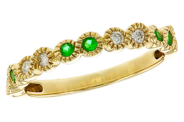 B284-16339: LDS WED RG .11 TW EMERALD .20 TGW