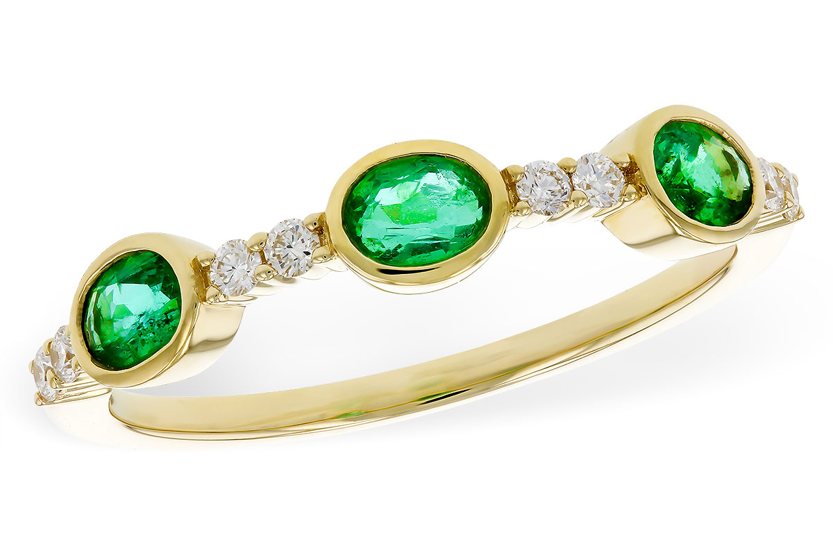 B284-18094: LDS WEDDING RG .46 TW EMERALD .58 TGW