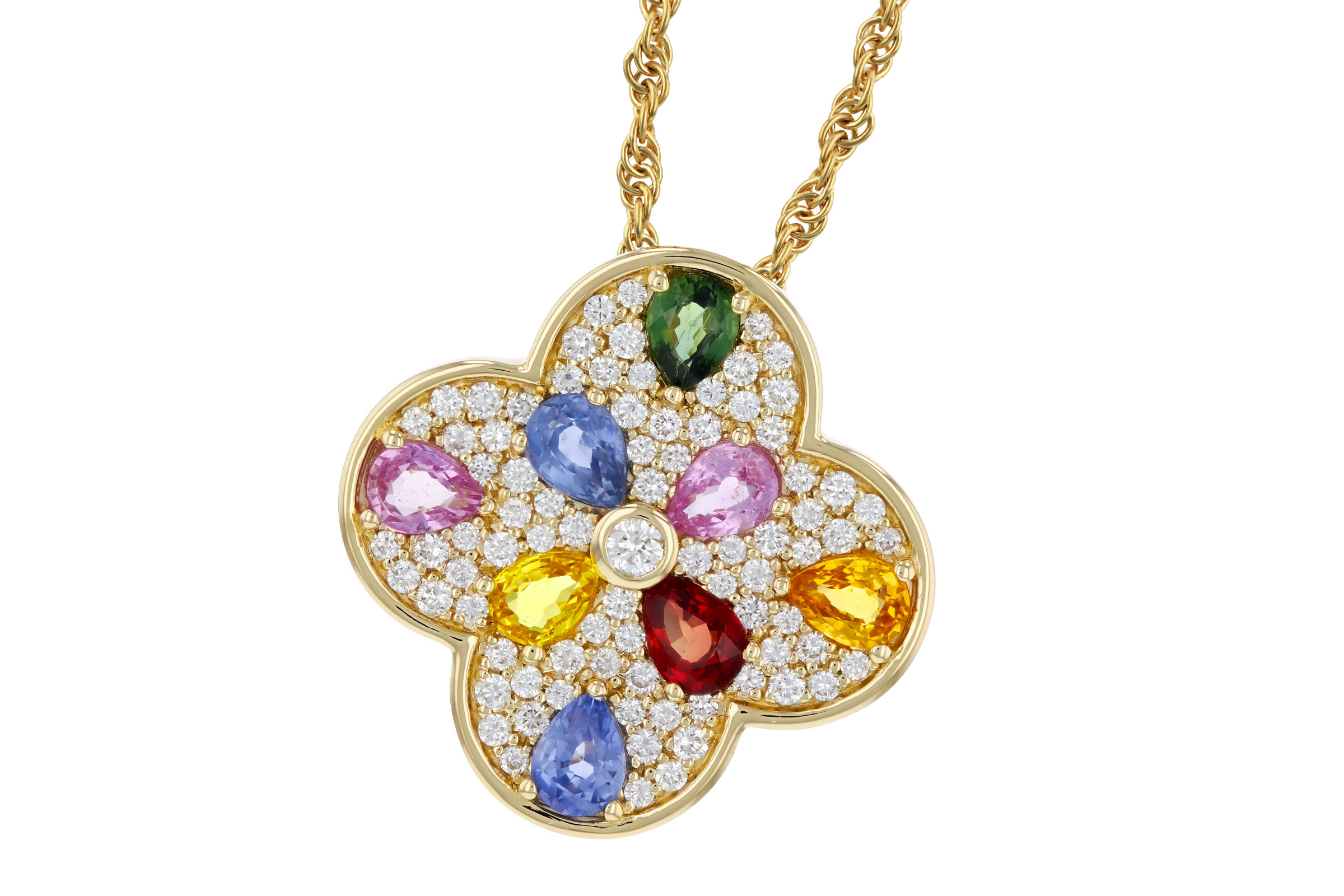 B285-03585: NECKLACE 1.40 MULTI-COLOR SAPPH 1.82 TGW