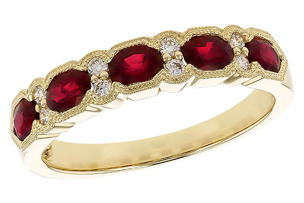 C283-24494: LDS WED RG .88 TW RUBY 1.00 TGW (4x3MM RUBY)