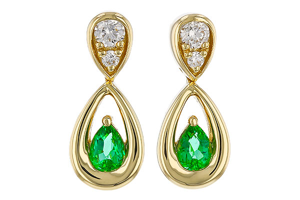C284-13594: EARRINGS .20 EMERALD .32 TGW (4x3 EMER)