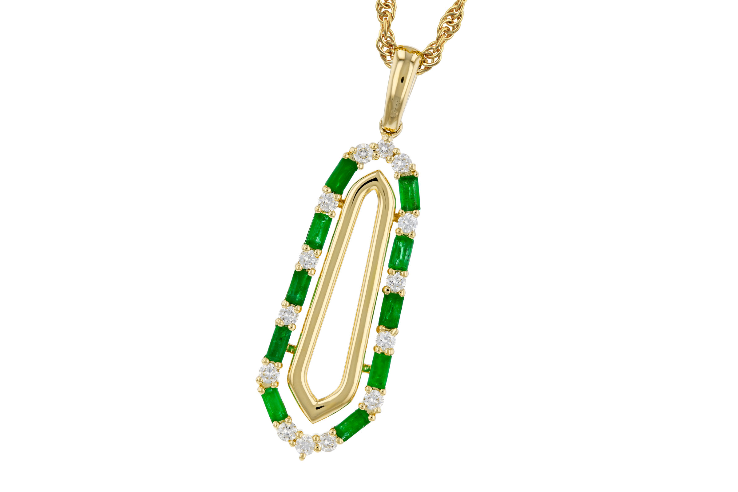 D285-03585: NECKLACE .44 TW EMERALD .64 TGW
