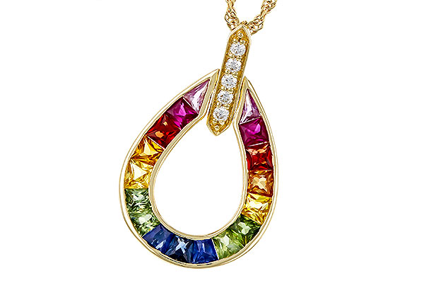E284-12666: NECKLACE 1.10 MULTI-COLOR SAPPH 1.15 TGW