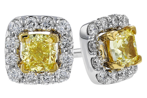 E284-13585: EARR .38 FANCY YELLOW DIAMONDS .54 TW