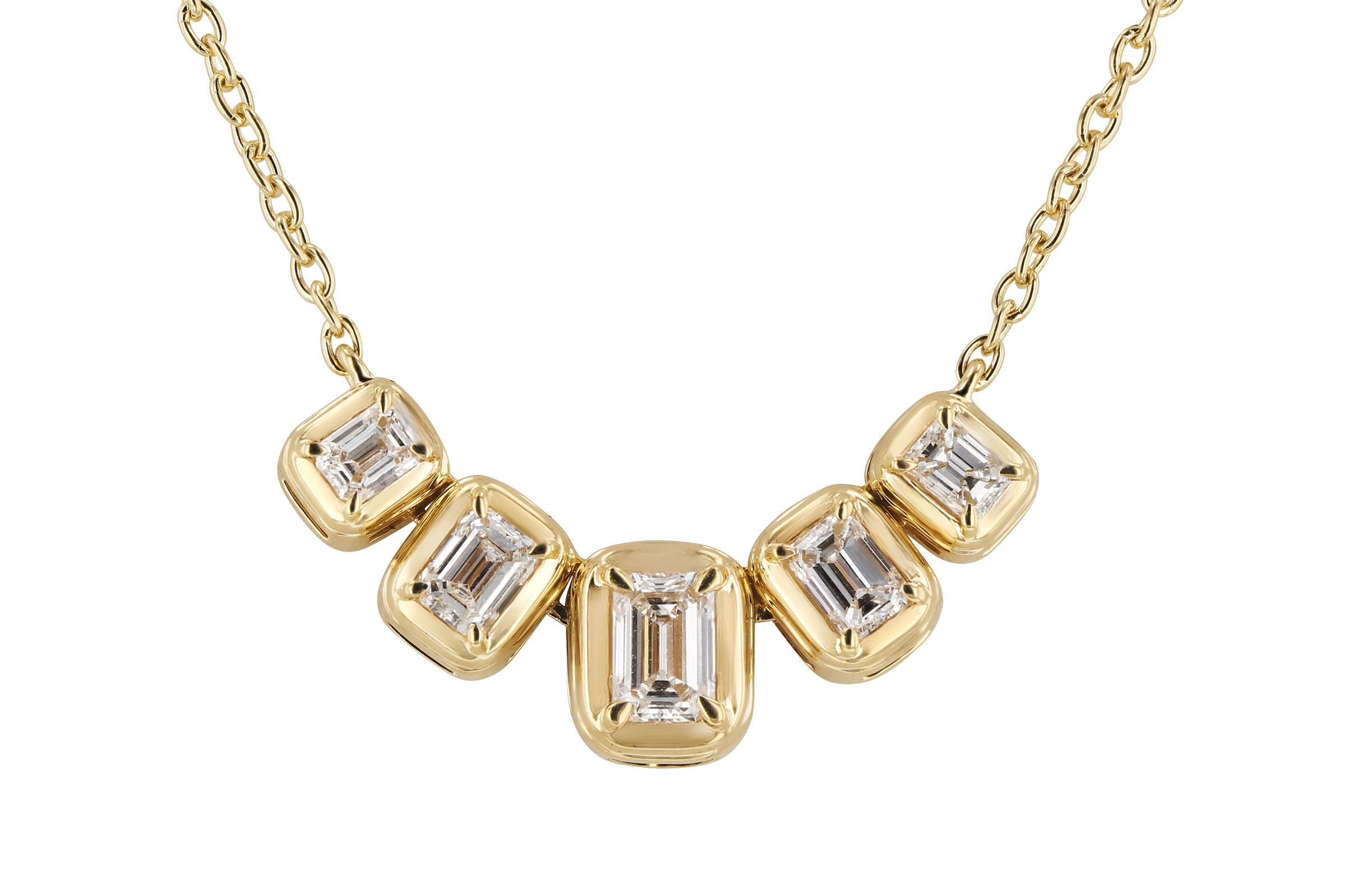 E285-03557: NECKLACE .87 TW EMERALD CUT DIA (18")