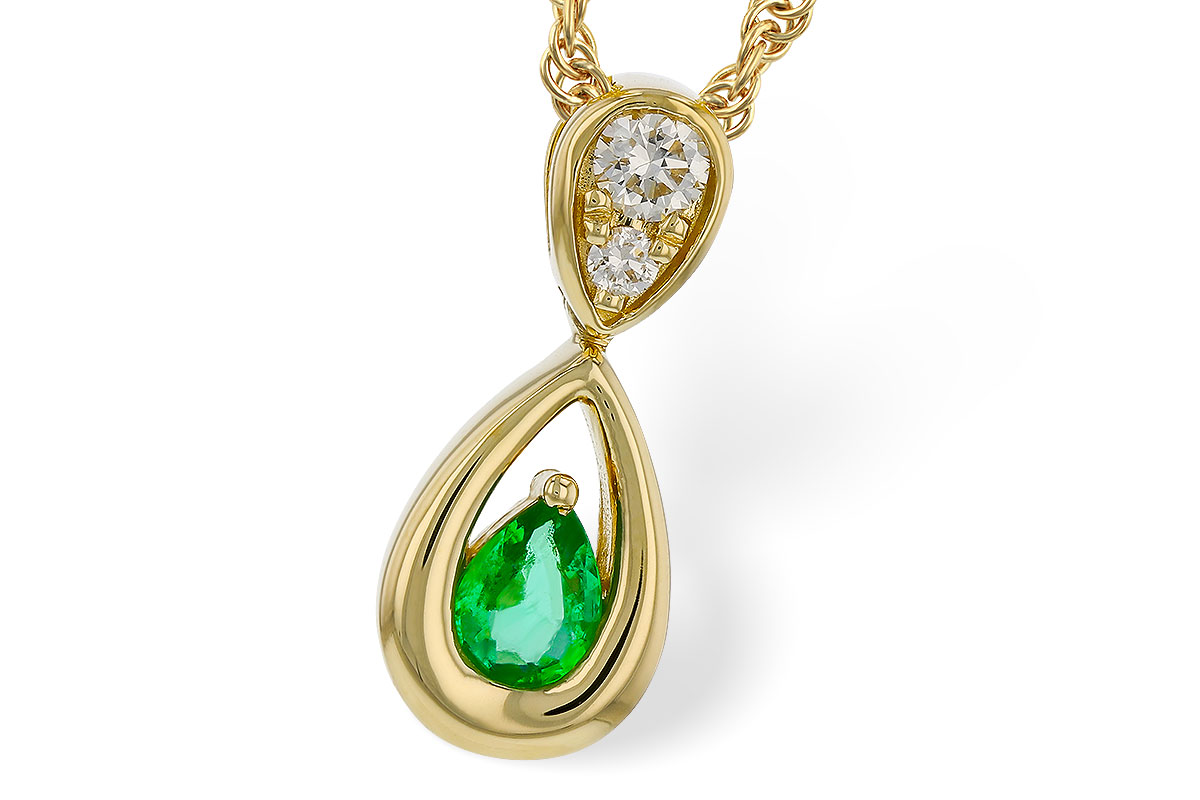 F284-13594: NECKLACE .10 EMERALD .16 TGW (4x3 EMER)