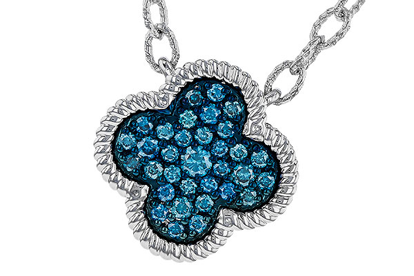 F284-14521: NECKLACE .33 TW BLUE DIAMONDS