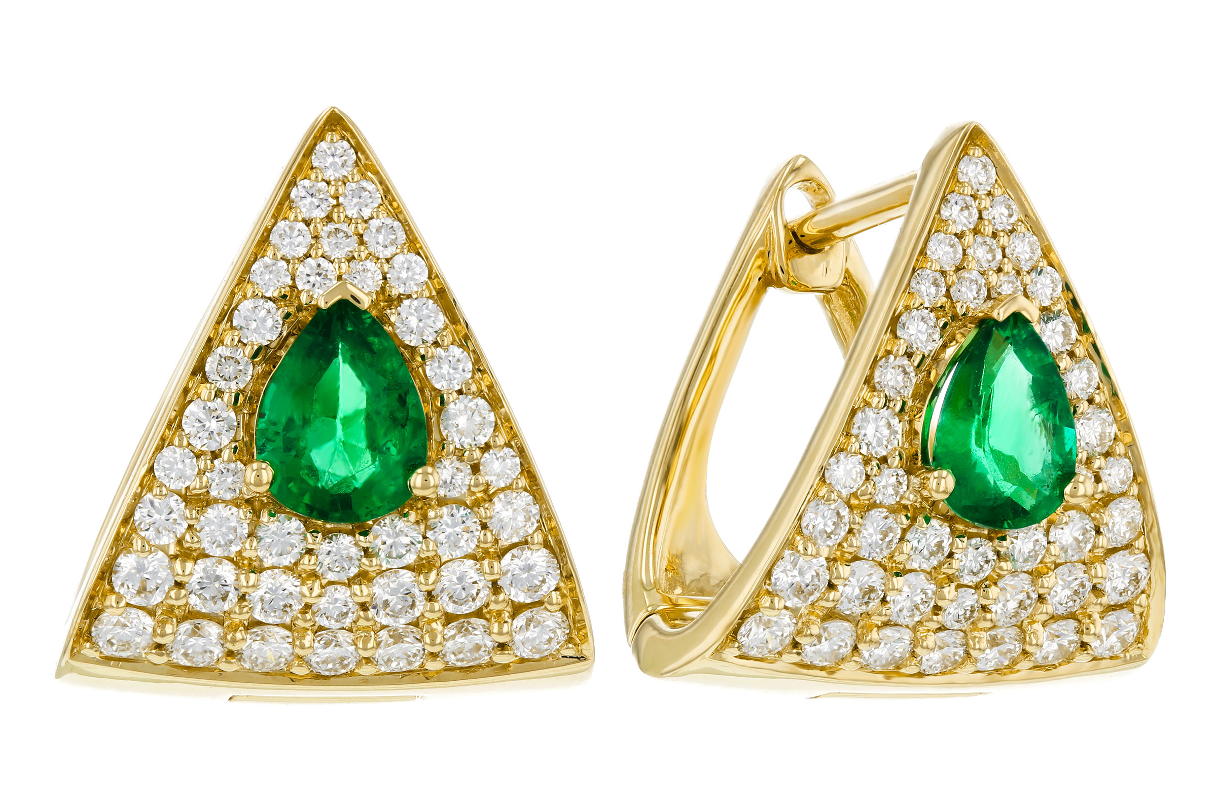 F285-02721: EARRINGS .45 TW EMERALD 1.00 TGW (5x4MM EM)