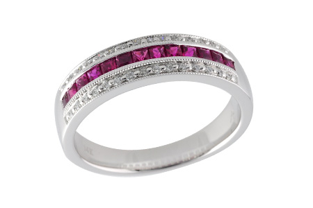 G195-92684: LDS WED RG .50 RUBY .61 TGW