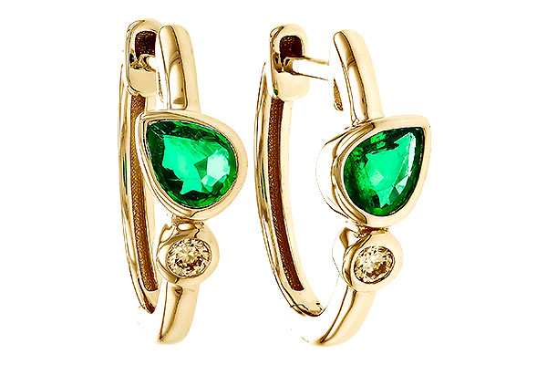 G284-14539: EARRINGS .38 TW EMERALD .44 TGW
