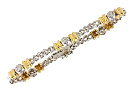 H009-56321: BRACELET WG LINKS & YG BARS .45 TW