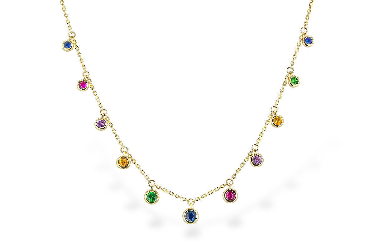 H283-25393: NECK .90 TW MULTI-COLOR SAPPH & GREEN GARNET (18")