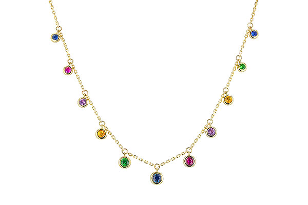 H283-25393: NECK .90 TW MULTI-COLOR SAPPH & GREEN GARNET (18")
