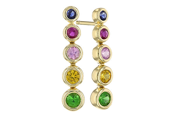 H283-27266: EARR .60 TW MULTI-COLOR SAPPH & GREEN GARNET