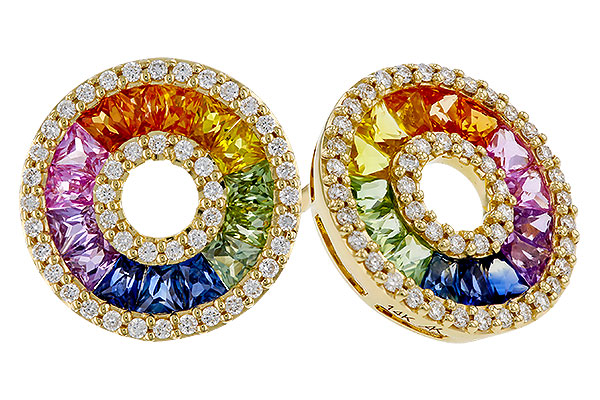 H284-12666: EARRINGS 2.10 MULTI-COLOR SAPP 2.37 TGW