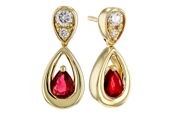 H284-12675: EARRINGS .40 RUBY .52 TGW (4x3 RUBY)
