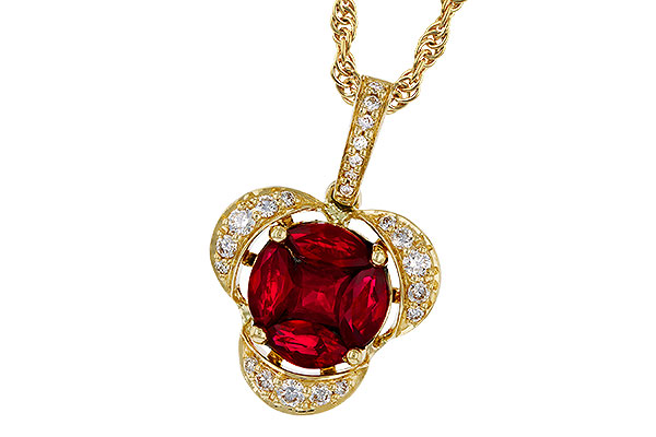 H284-15421: NECKLACE .86 TW RUBY 1.00 TGW