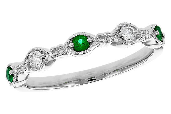 H285-00893: LDS WED RG .10 TW EMERALD .19 TGW