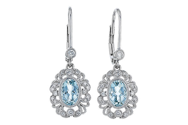 K284-10866: EARRINGS .75 TW AQUA .92 TGW (7x5MM AQUA)