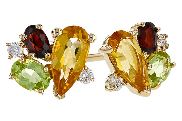K284-12666: EARRINGS .66 SEMI PREC (CIT,PER,GAR) .70 TGW