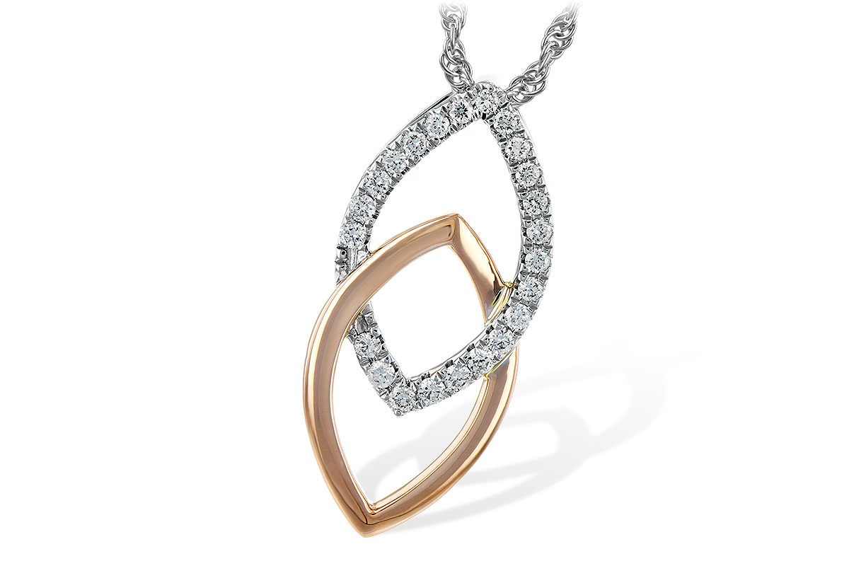 L198-71802: NECKLACE .20 TW (ROSE & WG)