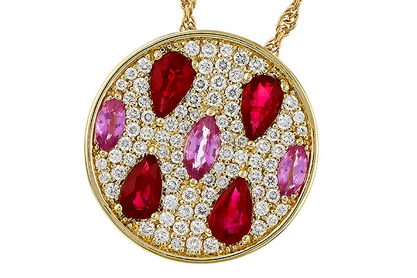 L284-18102: NECK 1.42 TW PRECIOUS (RUBY & PINK SAPP) 1.82 TGW