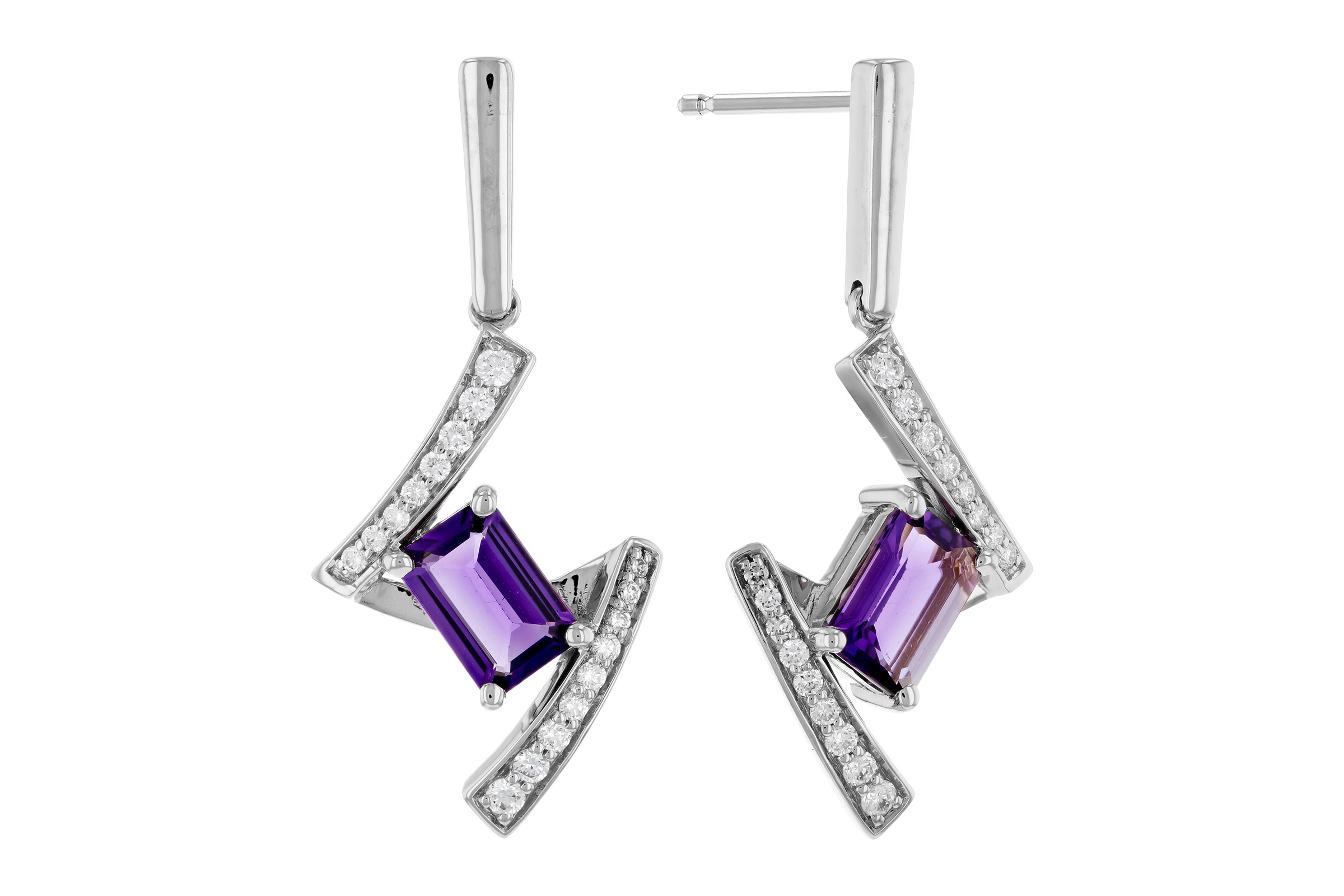 L285-03602: EARRINGS .80 TW AMETHYST .98 TGW (6x4MM AMY)