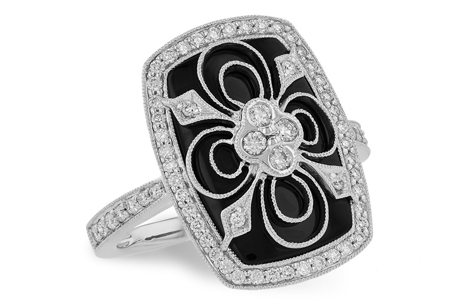 M009-59957: LDS ONYX & DIA RG .44 TW