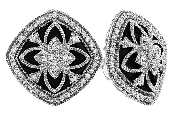 M283-25439: DIA & ONYX EARRINGS .38 TW