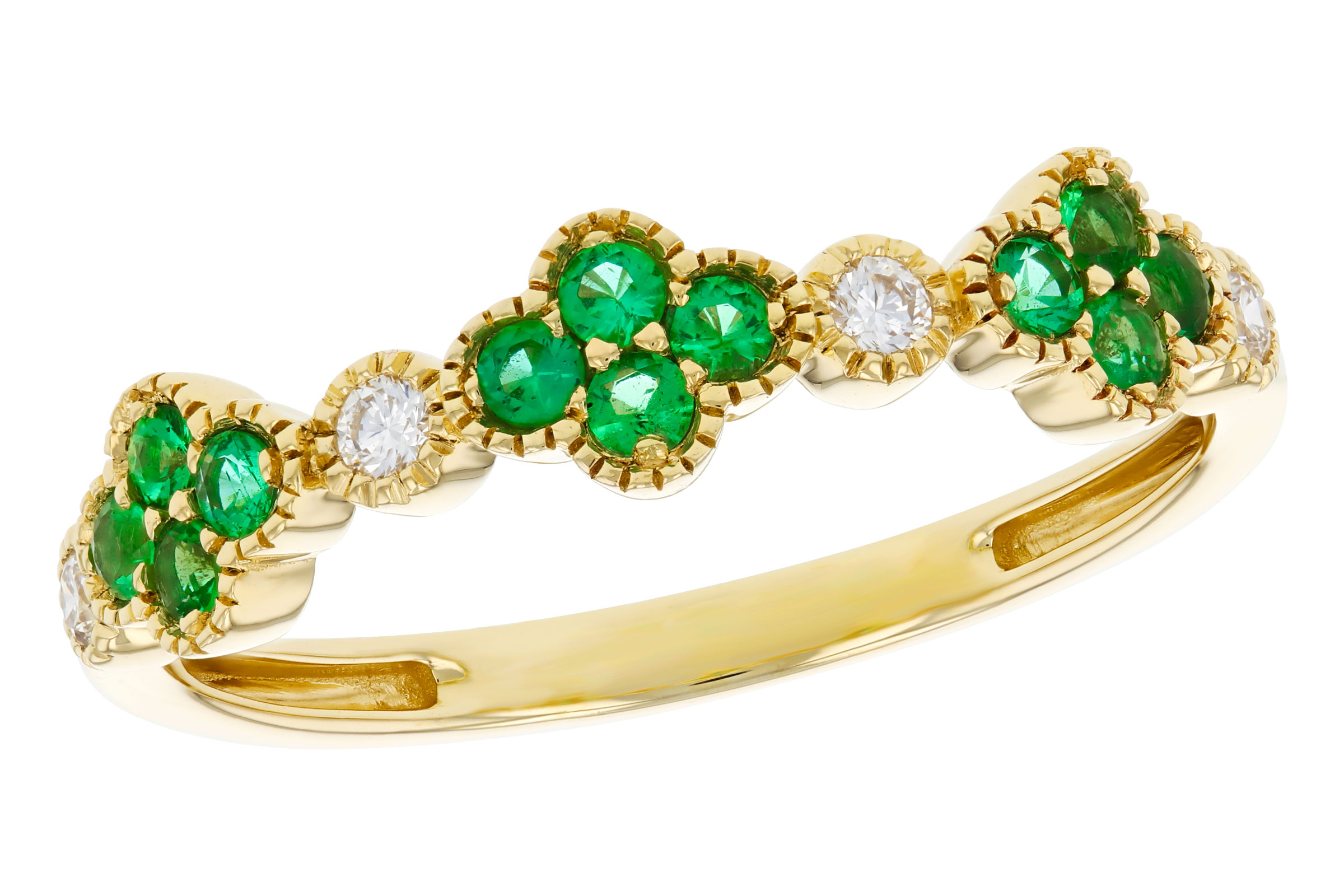 M285-03566: LDS WED RG .18 TW EMERALD .26 TGW